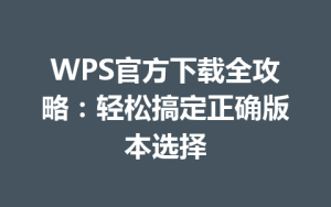WPS官方下载全攻略:轻松搞定正确版本选择