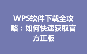 WPS软件下载全攻略：如何快速获取官方正版