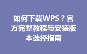 如何下载WPS？官方完整教程与安装版本选择指南