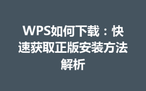 WPS如何下载：快速获取正版安装方法解析