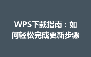 WPS下载指南：如何轻松完成更新步骤