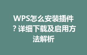 WPS怎么安装插件？详细下载及启用方法解析