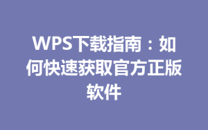 WPS下载指南:如何快速获取官方正版软件