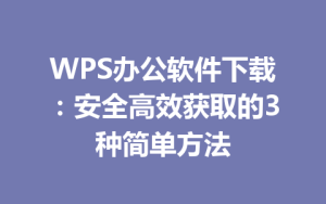 WPS办公软件下载：安全高效获取的3种简单方法