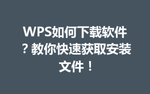 WPS如何下载软件？教你快速获取安装文件！