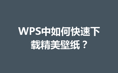 WPS中如何快速下载精美壁纸? WPS中如何快速下载精美壁纸? 一