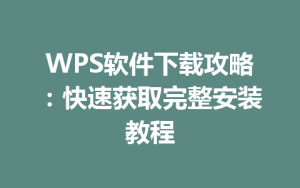 WPS软件下载攻略：快速获取完整安装教程