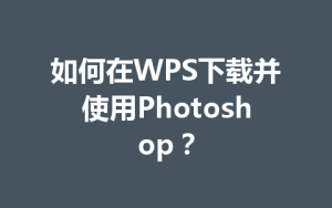 如何在WPS下载并使用Photoshop?