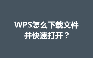 WPS怎么下载文件并快速打开？