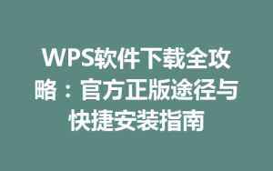 WPS软件下载全攻略：官方正版途径与快捷安装指南