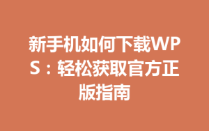 新手机如何下载WPS：轻松获取官方正版指南