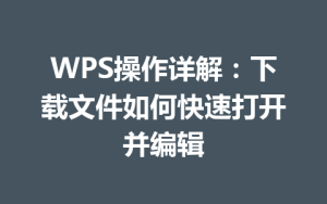 WPS操作详解:下载文件如何快速打开并编辑