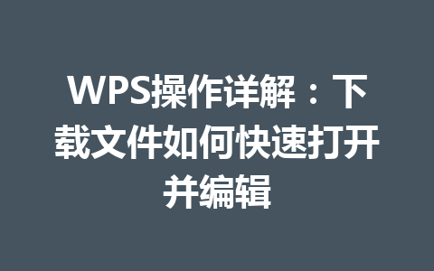 WPS操作详解：下载文件如何快速打开并编辑 一