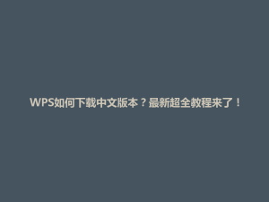 WPS如何下载中文版本？最新超全教程来了！