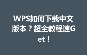 WPS如何下载中文版本?超全教程速Get!