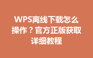 WPS离线下载怎么操作?官方正版获取详细教程