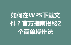 如何在WPS下载文件？官方指南揭秘2个简单操作法