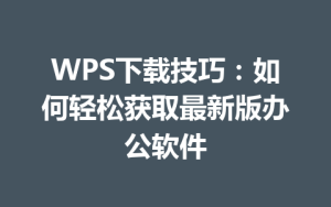 WPS下载技巧：如何轻松获取最新版办公软件