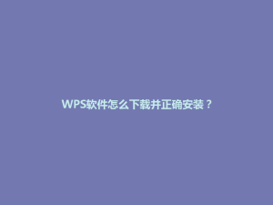 WPS软件怎么下载并正确安装？