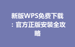 新版WPS免费下载:官方正版安装全攻略