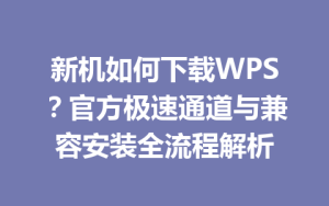 新机如何下载WPS？官方极速通道与兼容安装全流程解析