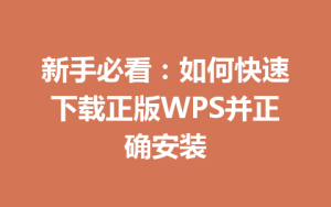 新手必看:如何快速下载正版WPS并正确安装