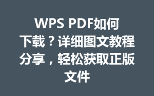 WPS PDF如何下载？详细图文教程分享，轻松获取正版文件