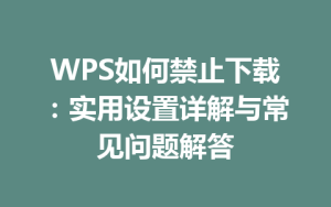 WPS如何禁止下载:实用设置详解与常见问题解答
